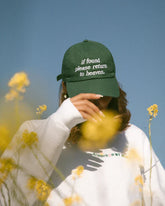 Green Aesthetic Baseball Cap – "If Found Return to Heaven" Embroidered Hat